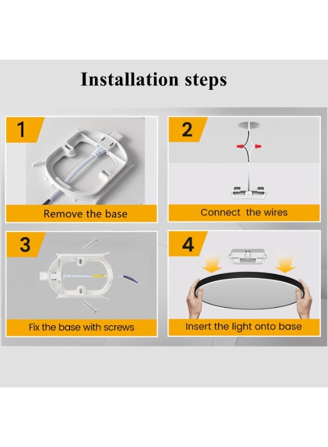 DUNISO LED Panel Light with Adjustable Lighting, Three Color Temperature, LED Ceiling Lights for Bedroom Room, Flush Mount Ceiling Light for Living Room, Bathroom, Kitchen, Stairs, Balck - Image 4